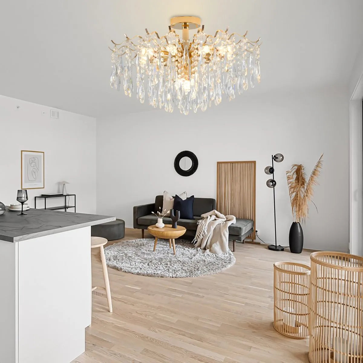 flairel French Vintage Crystal Ceiling Chandelier