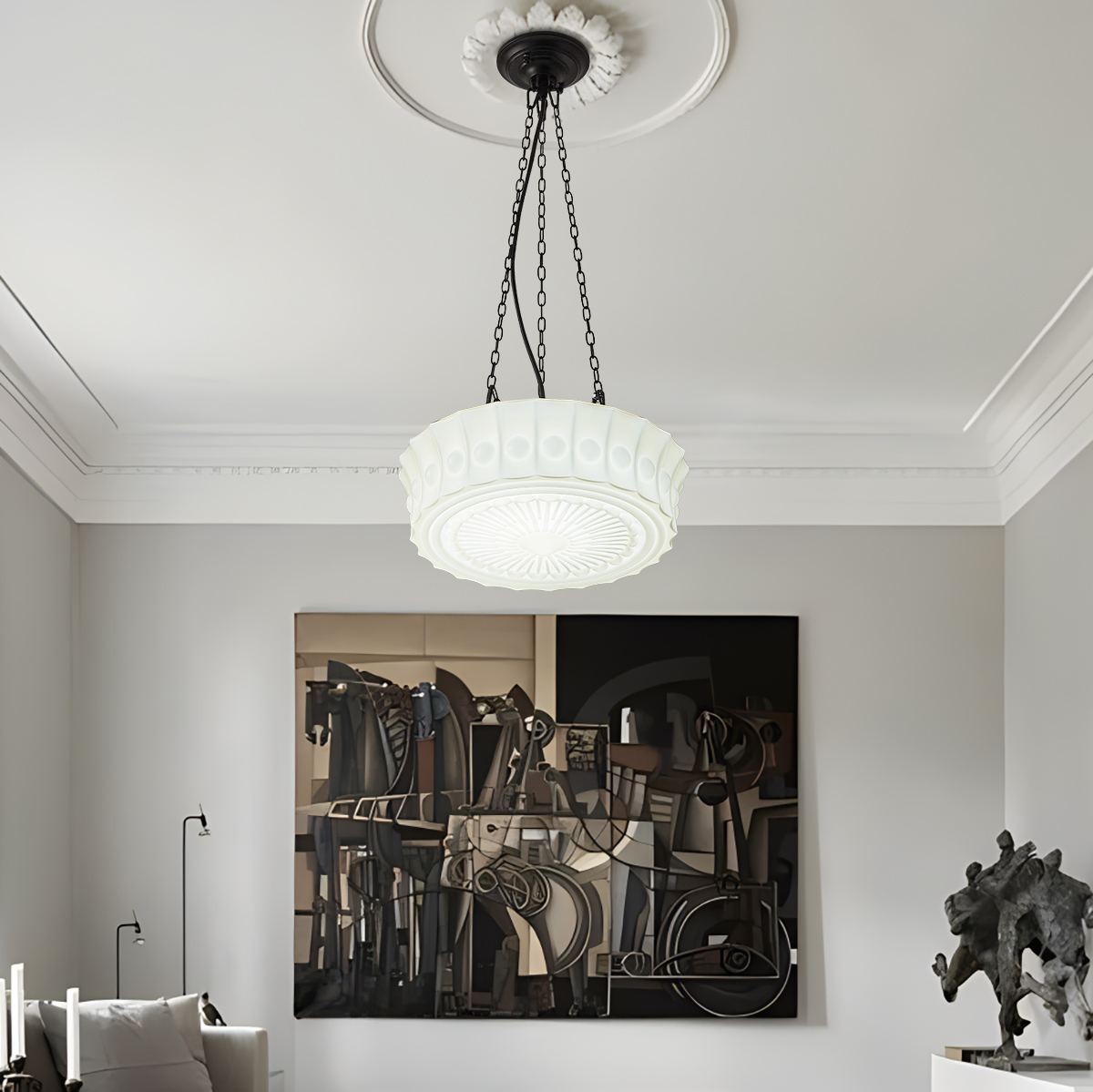 flairel Hailie Vintage French Dome Pendant Light for Living Room