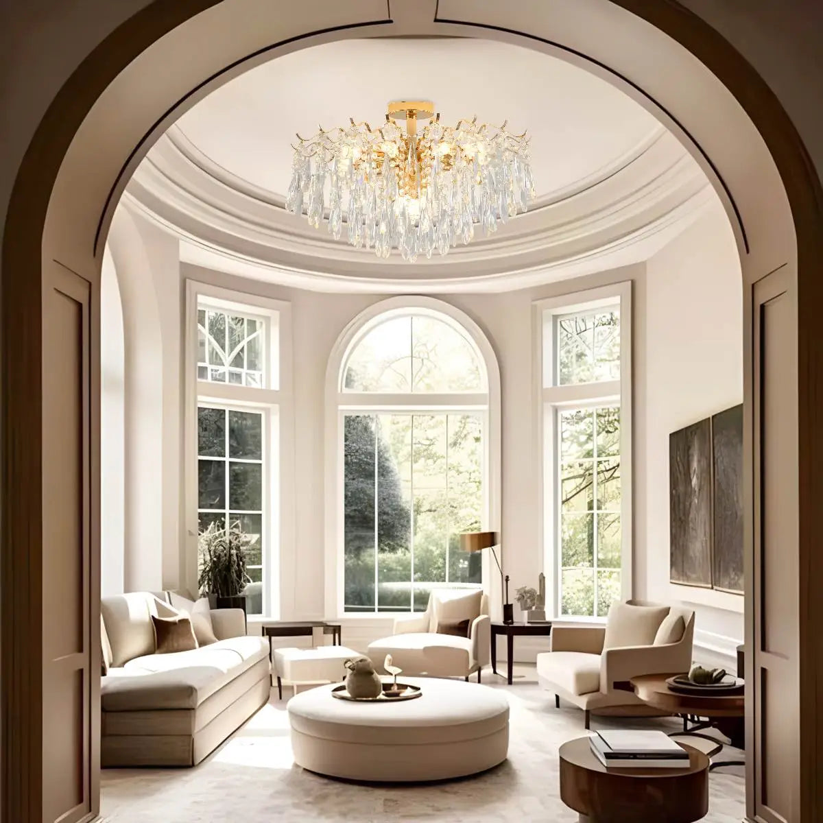 flairel French Vintage Crystal Ceiling Chandelier