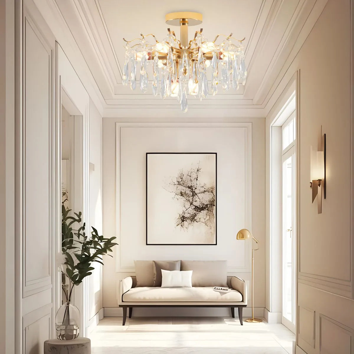 flairel French Vintage Crystal Ceiling Chandelier