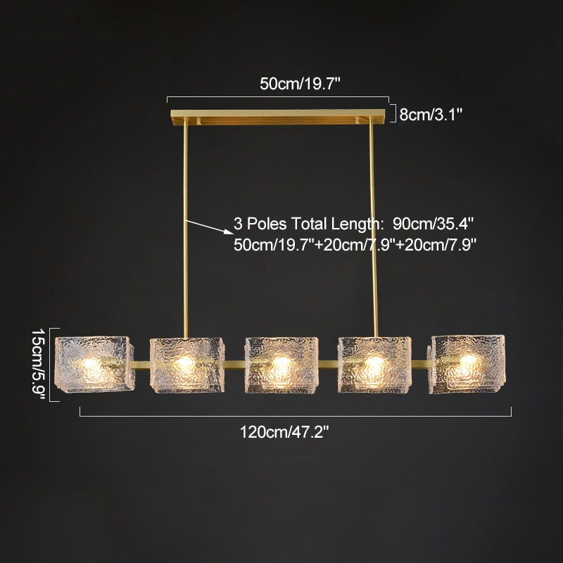 flairel Textured Glass Linear Chandelier for Dining Room