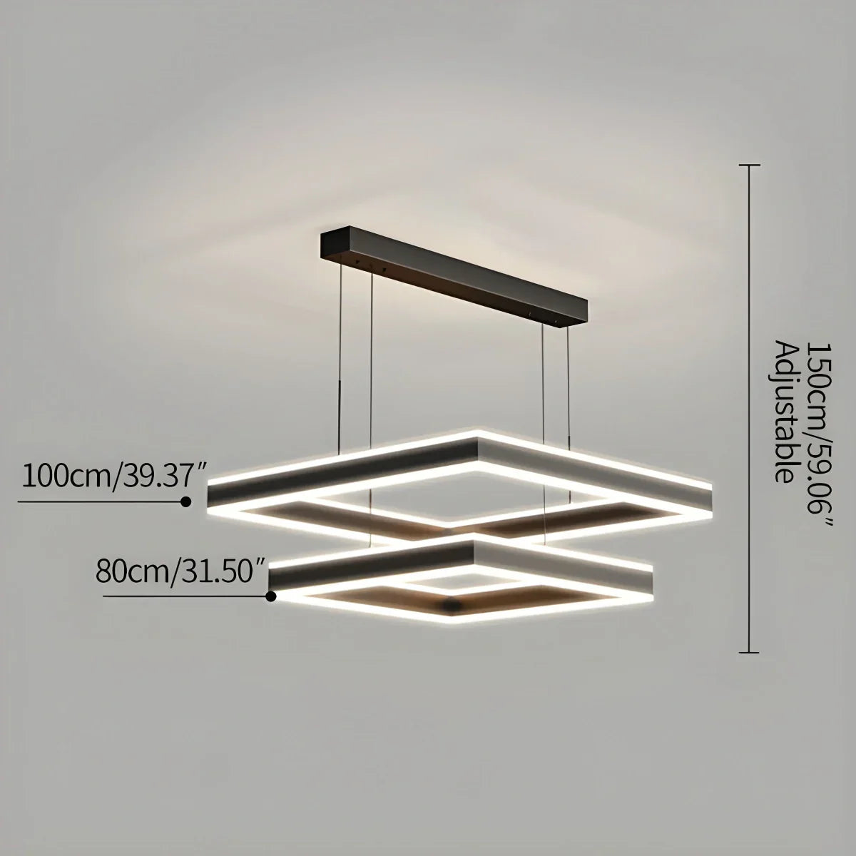 flairel Tiered Black Square Pendant Lamp for Living Room