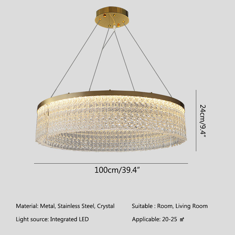 flairel Round Halo Crystal Chandelier for Living Room