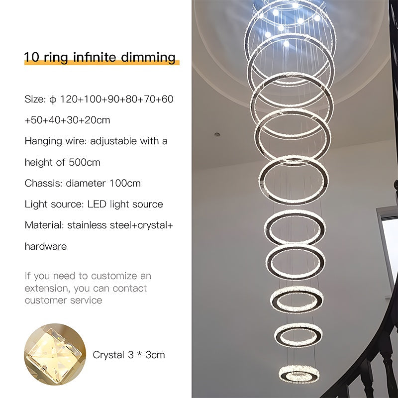 flairel Luxurious Ring Layered Crystal Chandelier