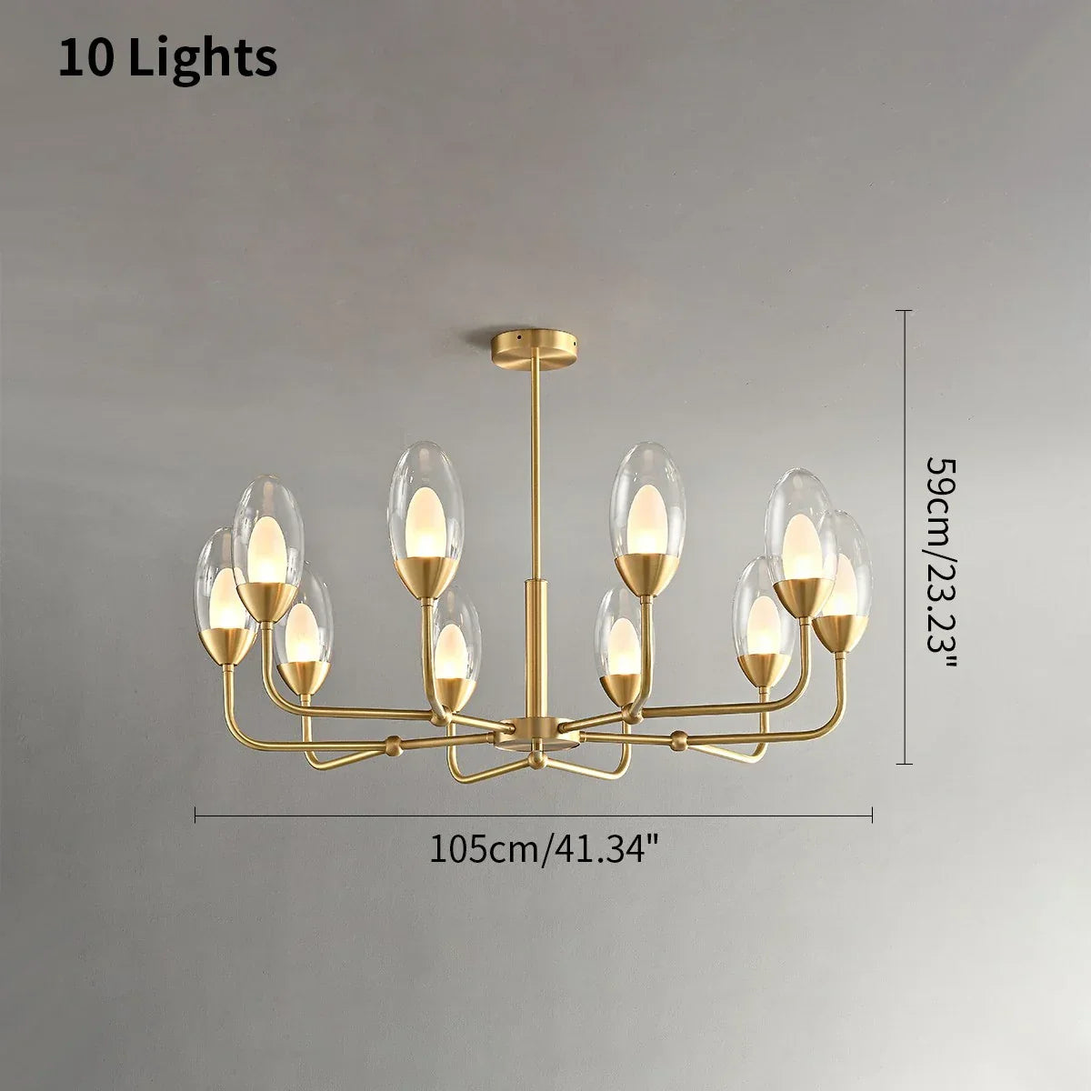 flairel Luxury Copper & Transparent Glass Chandelier