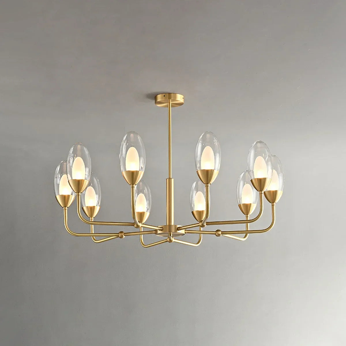 flairel Luxury Copper & Transparent Glass Chandelier
