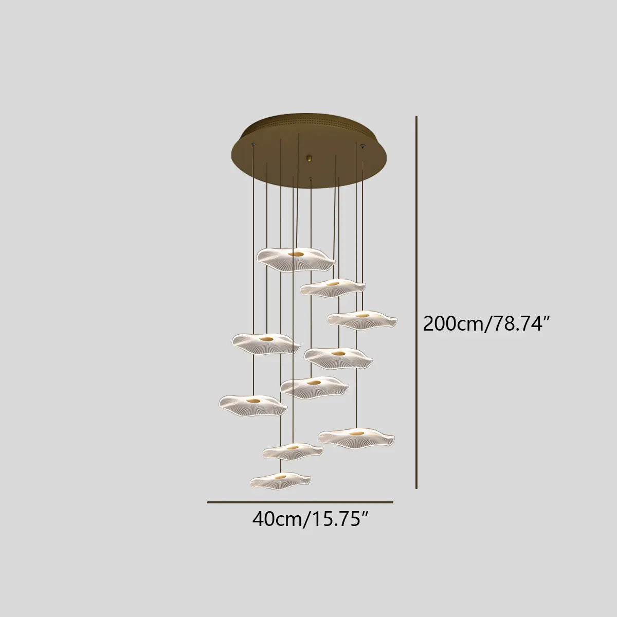 flairel Rotasu Lotus Leaf Staircase Chandelier