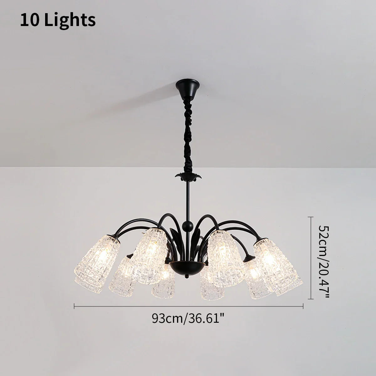 flairel American Retro Iron Glass Chandelier