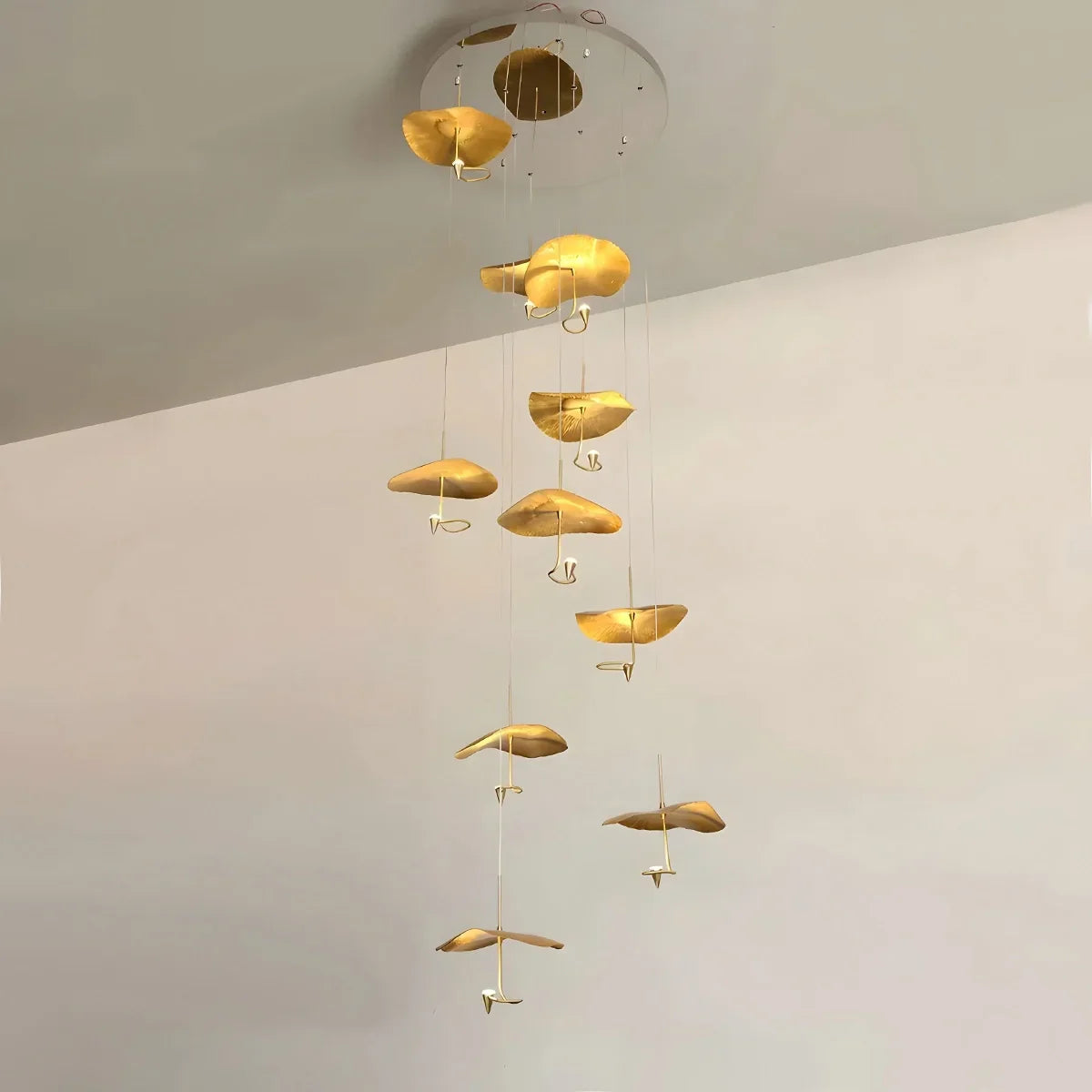 flairel Orlia Brass Lotus Leaf Chandelier