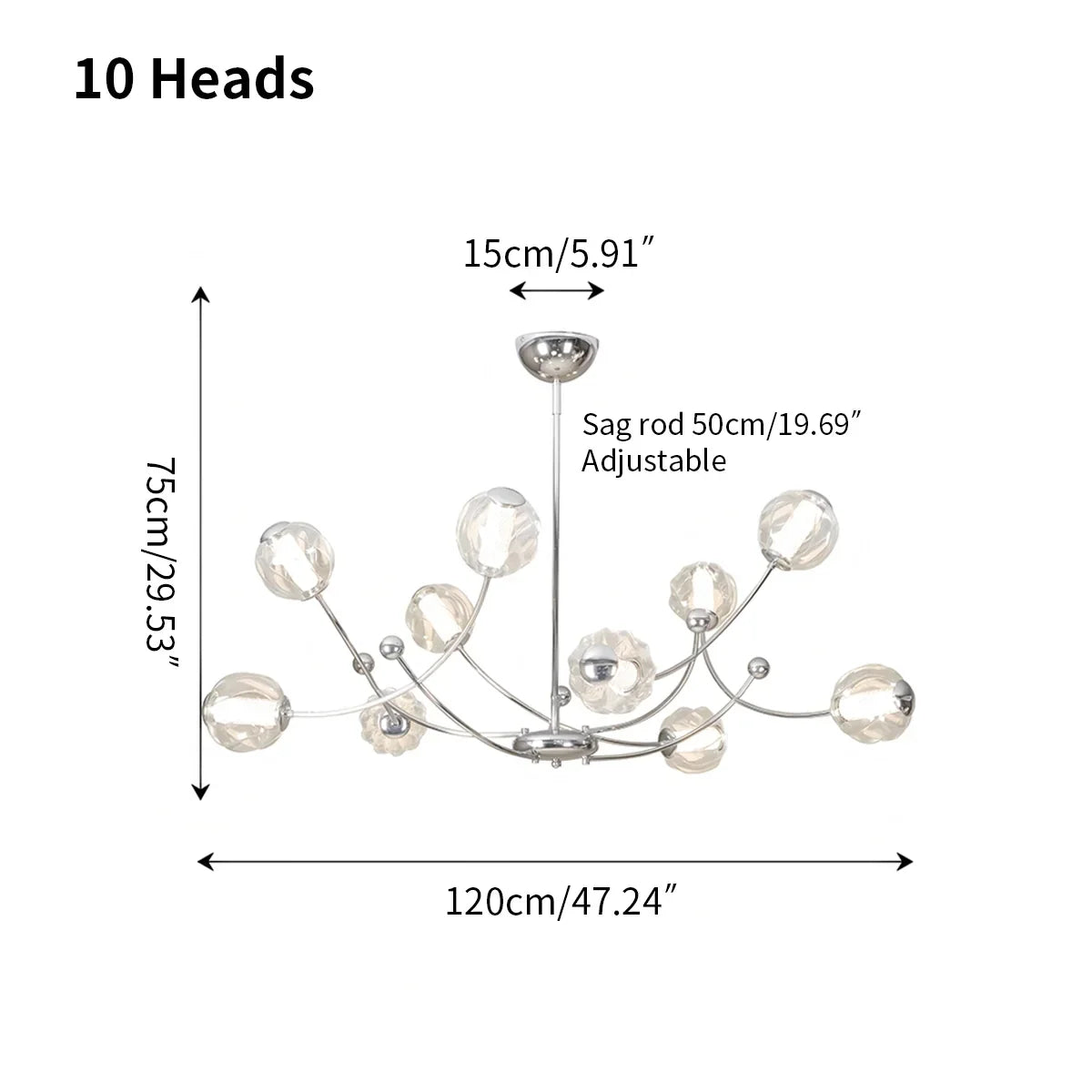 flairel French Minimalist Glass Ball Chandelier