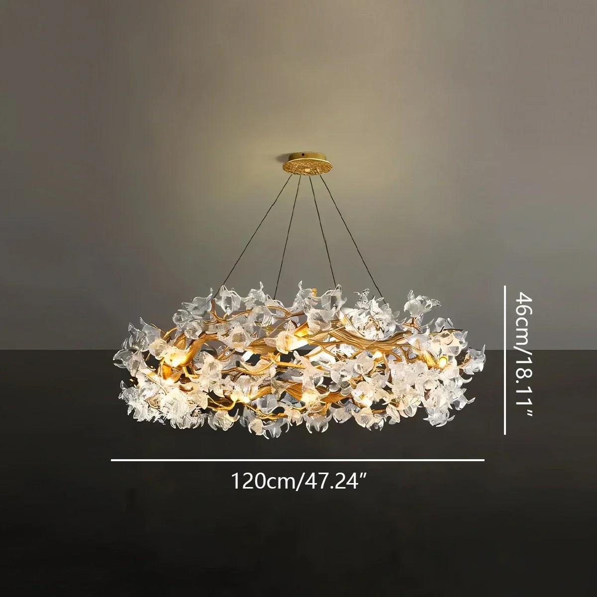 flairel Petala Crystal Round Chandelier for Living Room