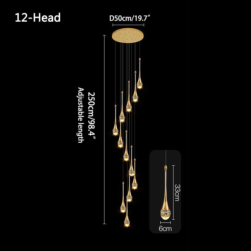 flairel Luxury Water Drop Pendant Chandelier for Living Room