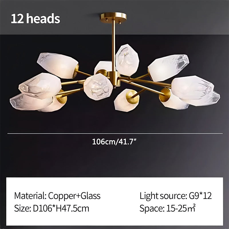 flairel Crystal Bud Copper Chandelier for Living Room