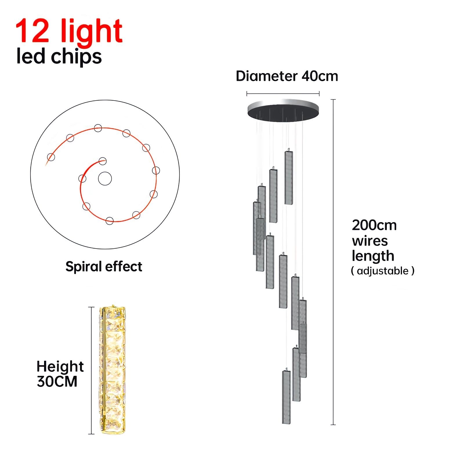 flairel Nordic Crystal LED Chandelier