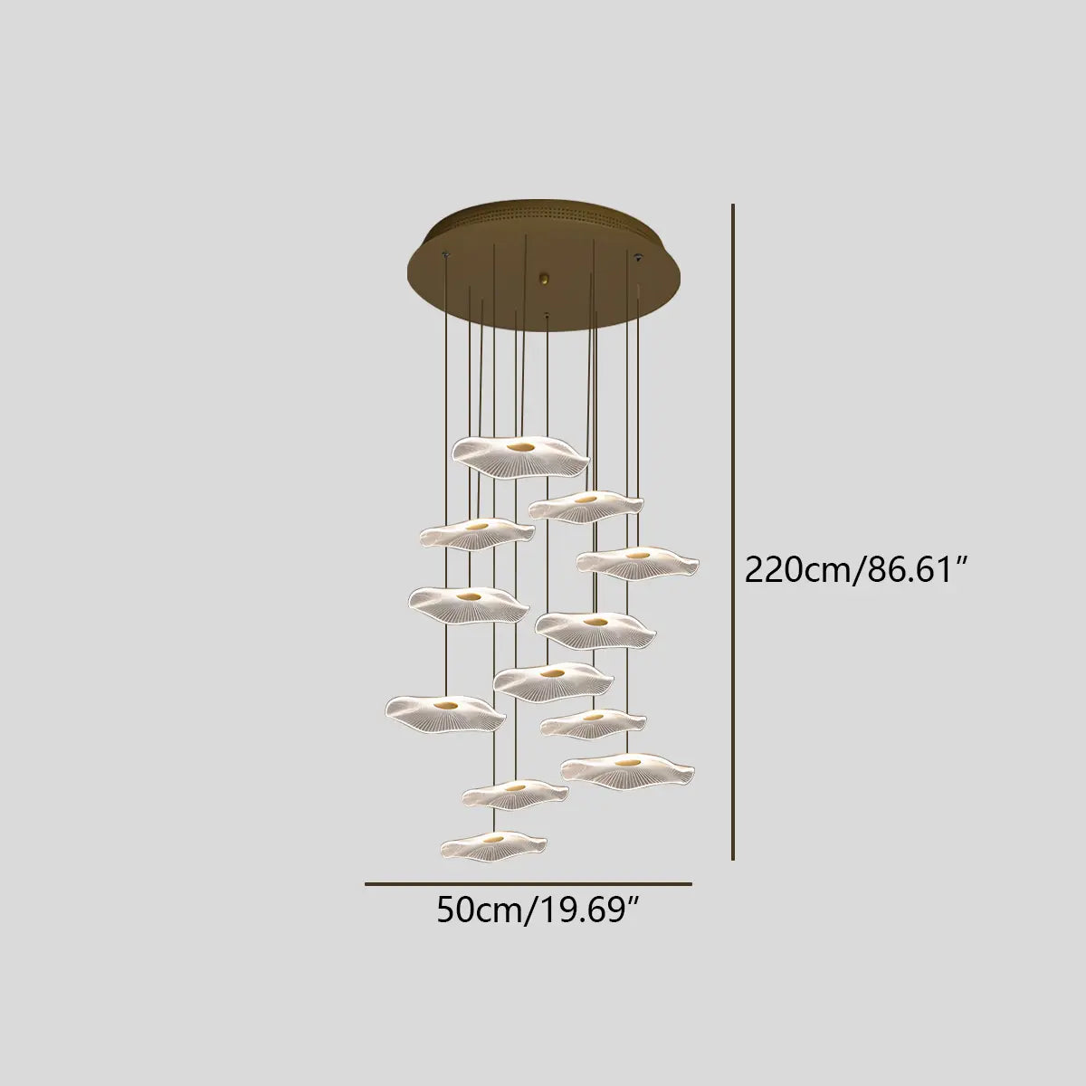 flairel Rotasu Lotus Leaf Staircase Chandelier