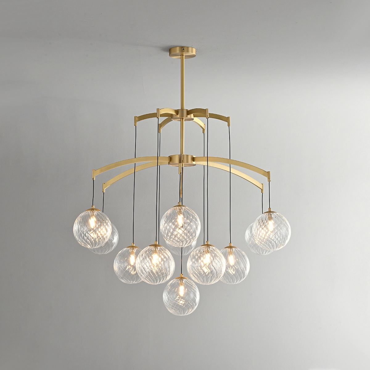 flairel Modern Luxury Copper Glass Ball Chandelier