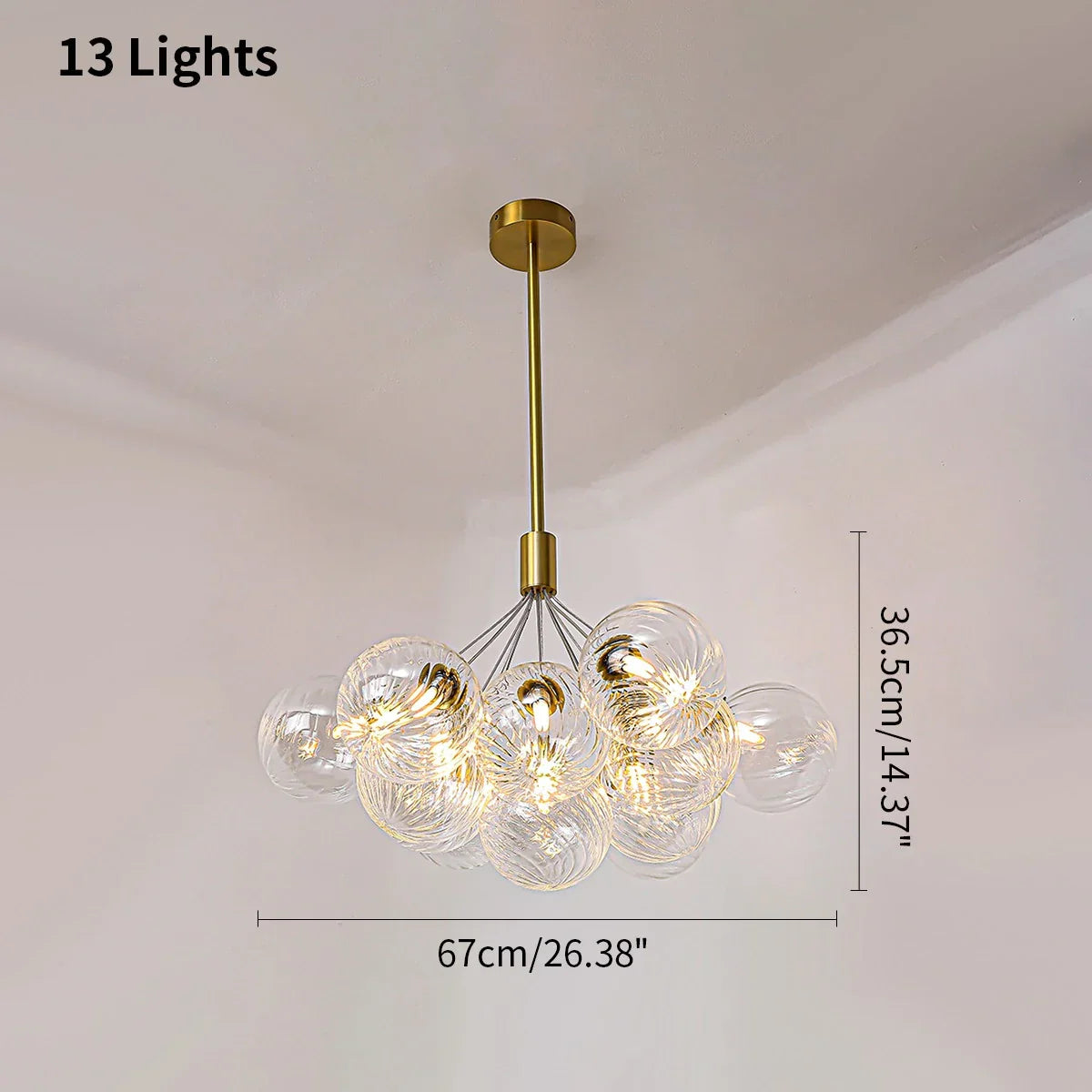 flairel Luxury All Copper Glass Bubble Ball Chandelier