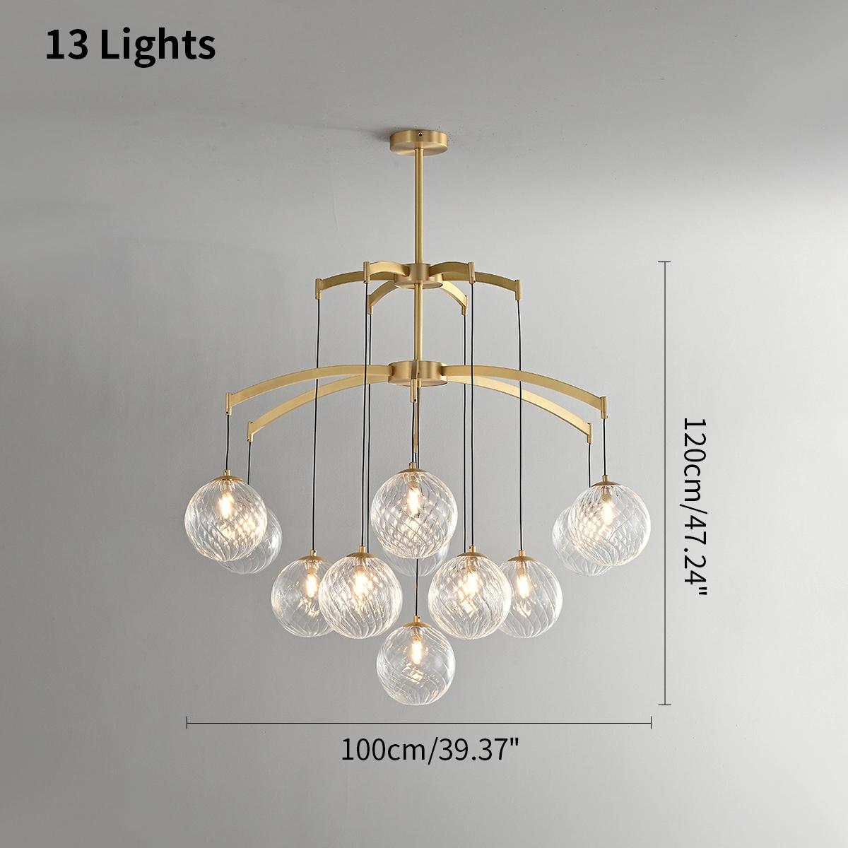 flairel Modern Luxury Copper Glass Ball Chandelier