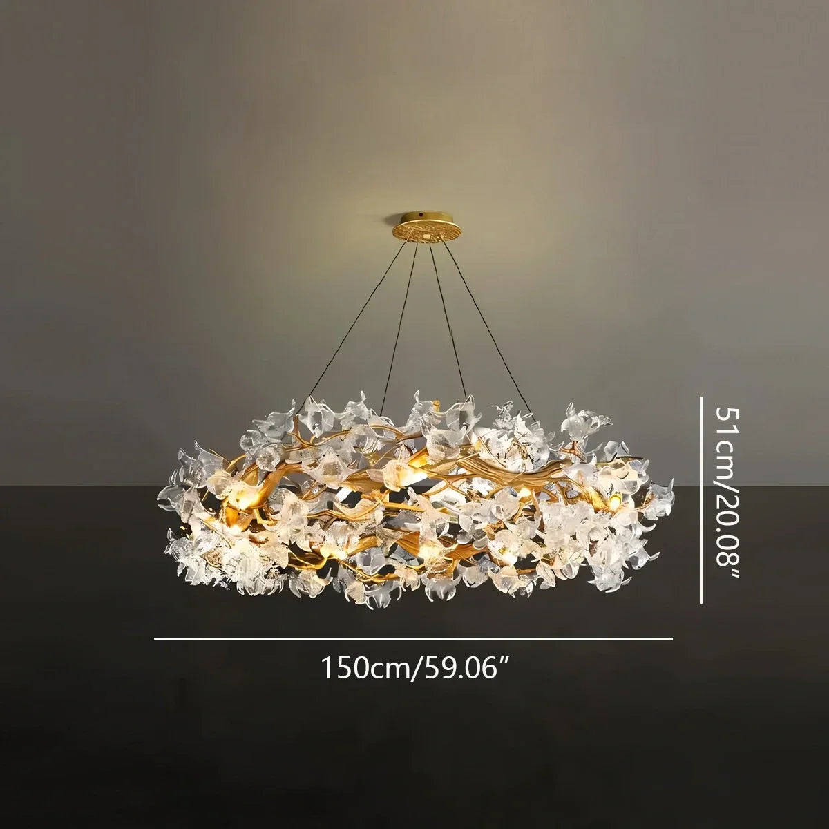 flairel Petala Crystal Round Chandelier for Living Room