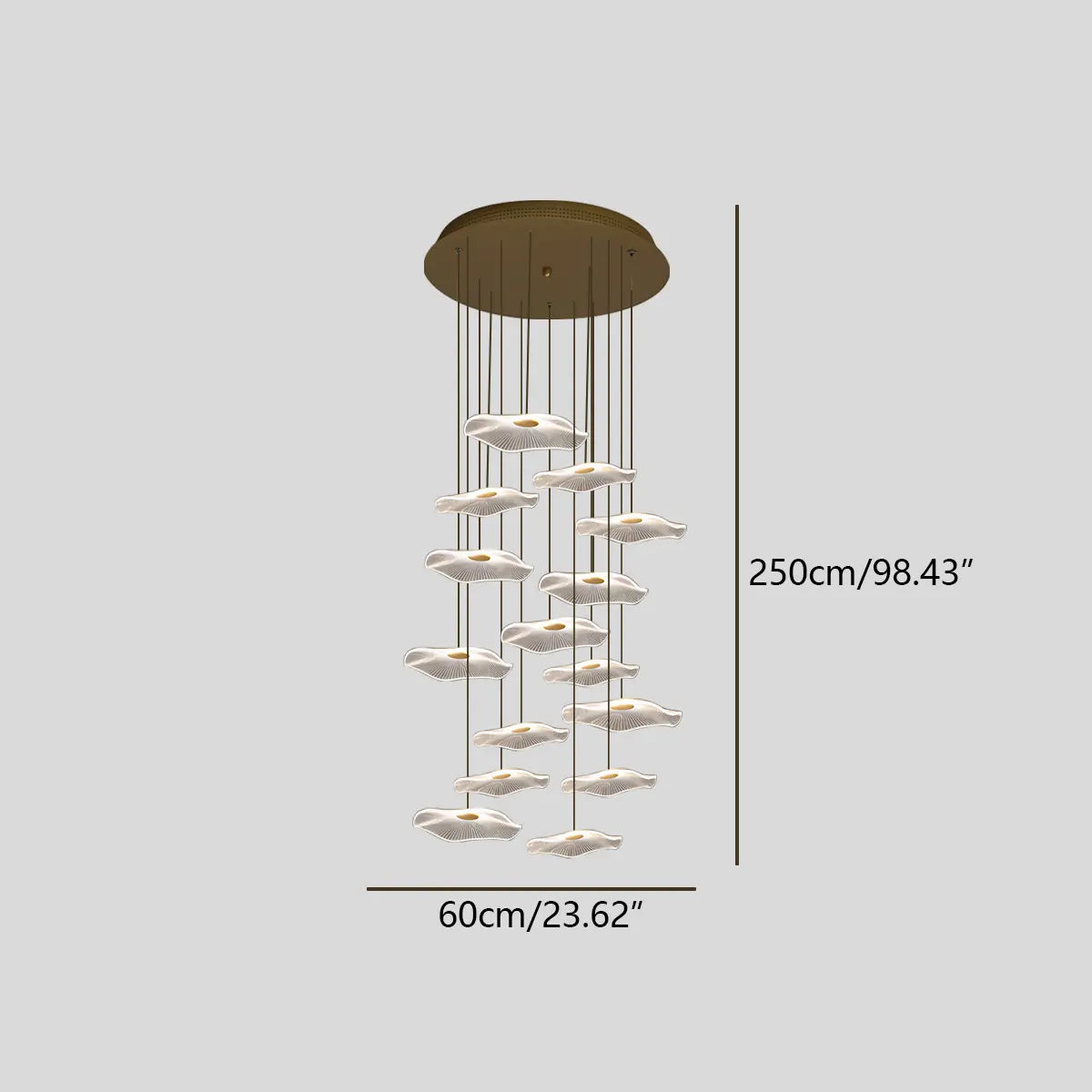 flairel Rotasu Lotus Leaf Staircase Chandelier