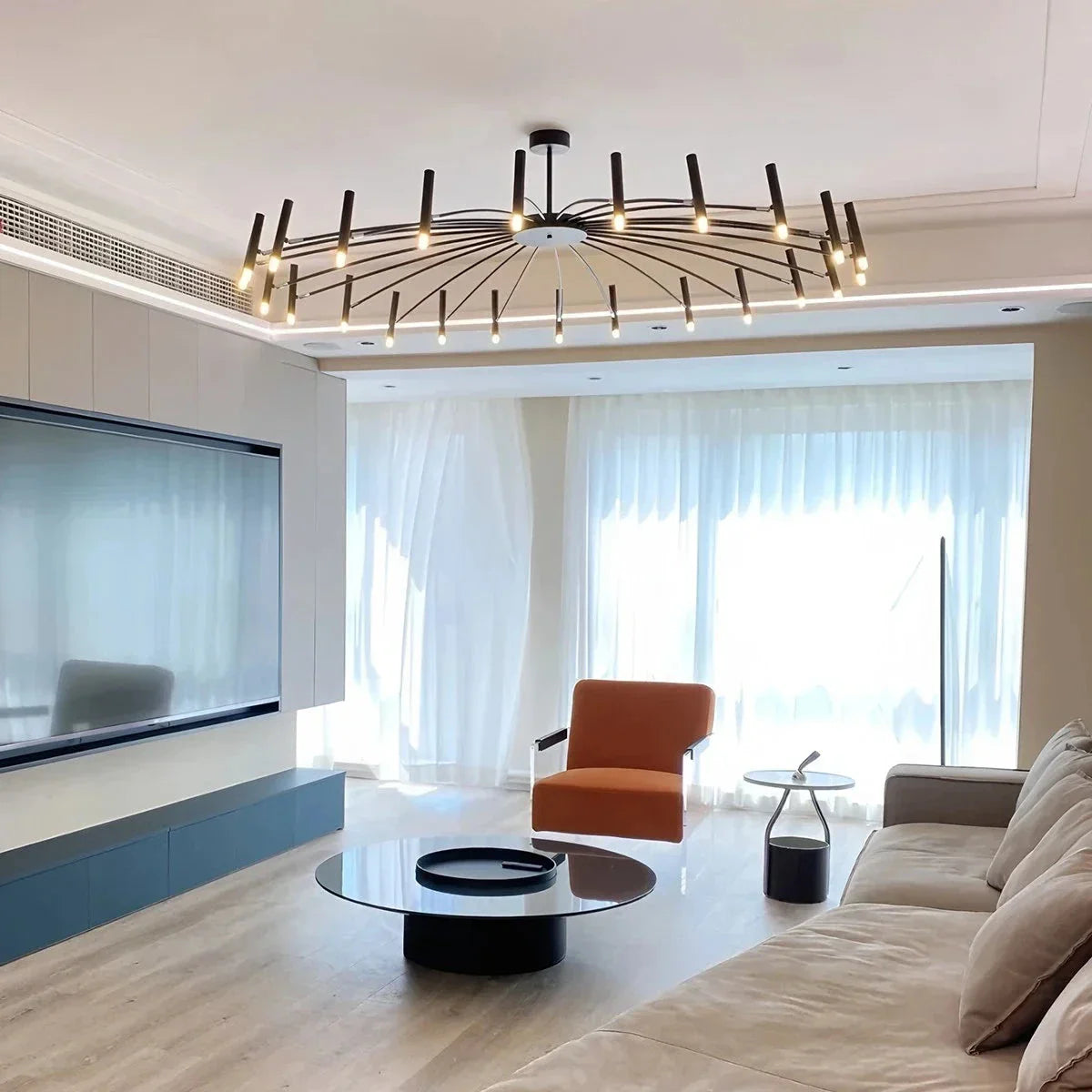 flairel Modern Adjustable Candelabra Chandelier for Living Room