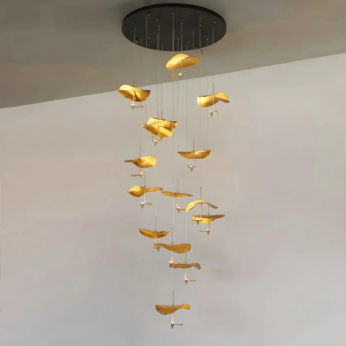 flairel Orlia Brass Lotus Leaf Chandelier