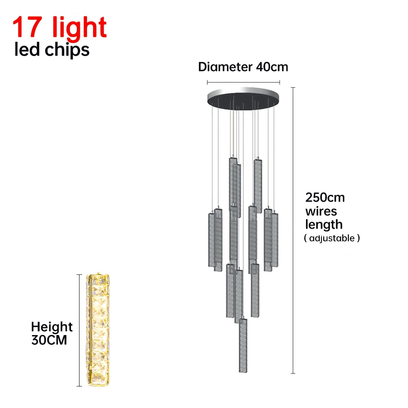 flairel Nordic Crystal LED Chandelier