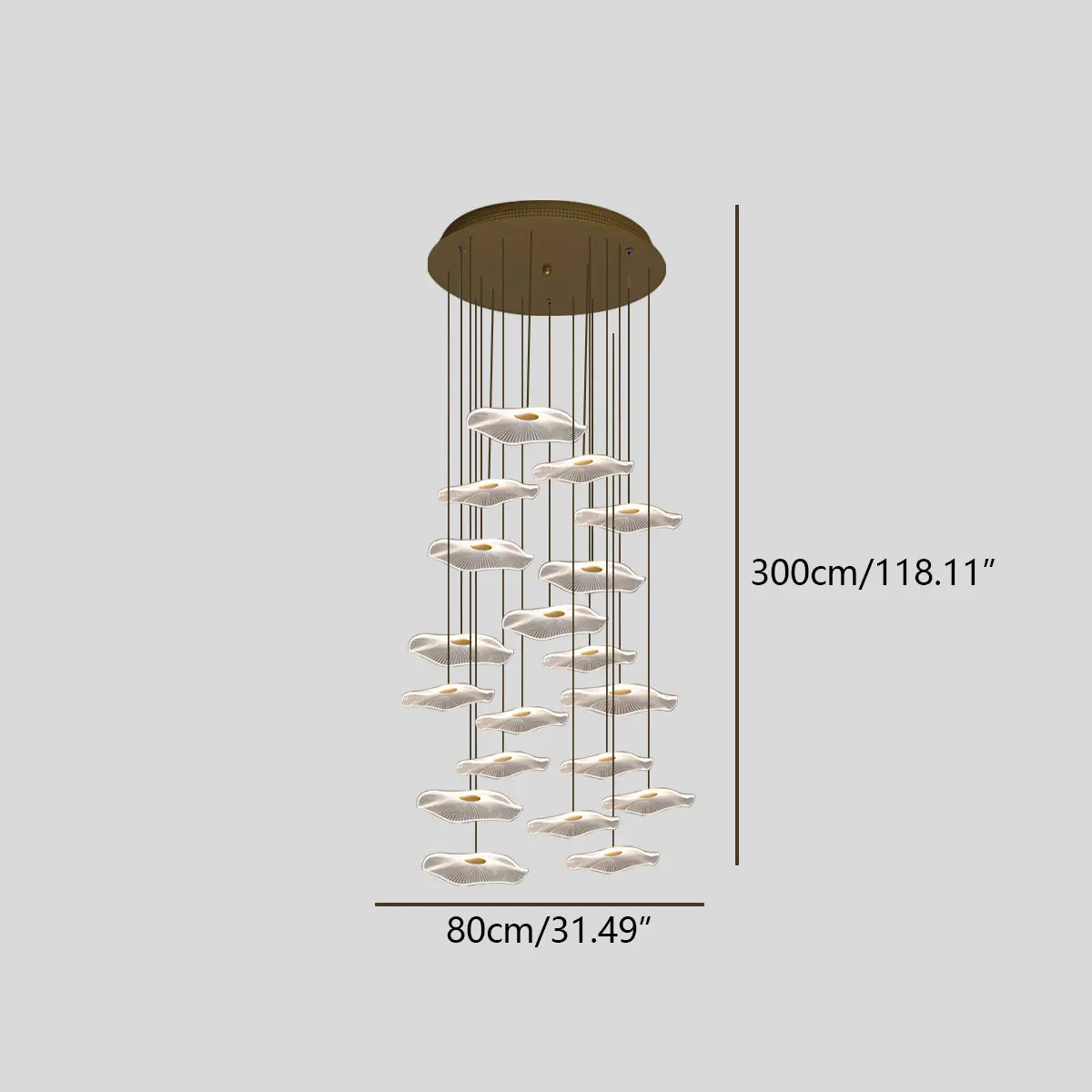 flairel Rotasu Lotus Leaf Staircase Chandelier