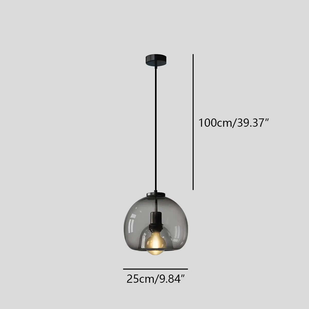 flairel Smoky Grey Glass Pendant Light