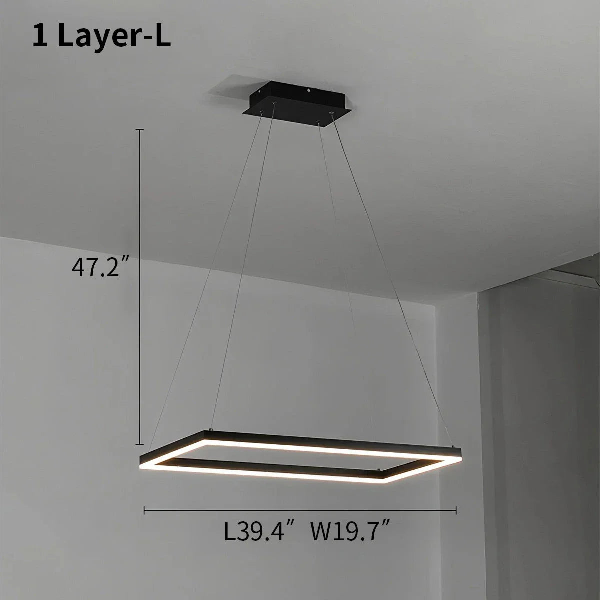 flairel Modern Black Tiered Rectangular Chandelier