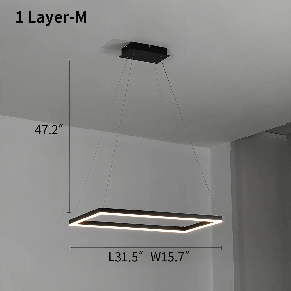 flairel Modern Black Tiered Rectangular Chandelier