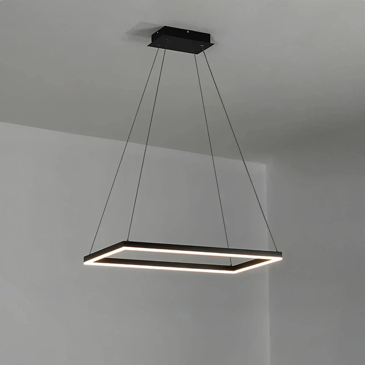 flairel Modern Black Tiered Rectangular Chandelier