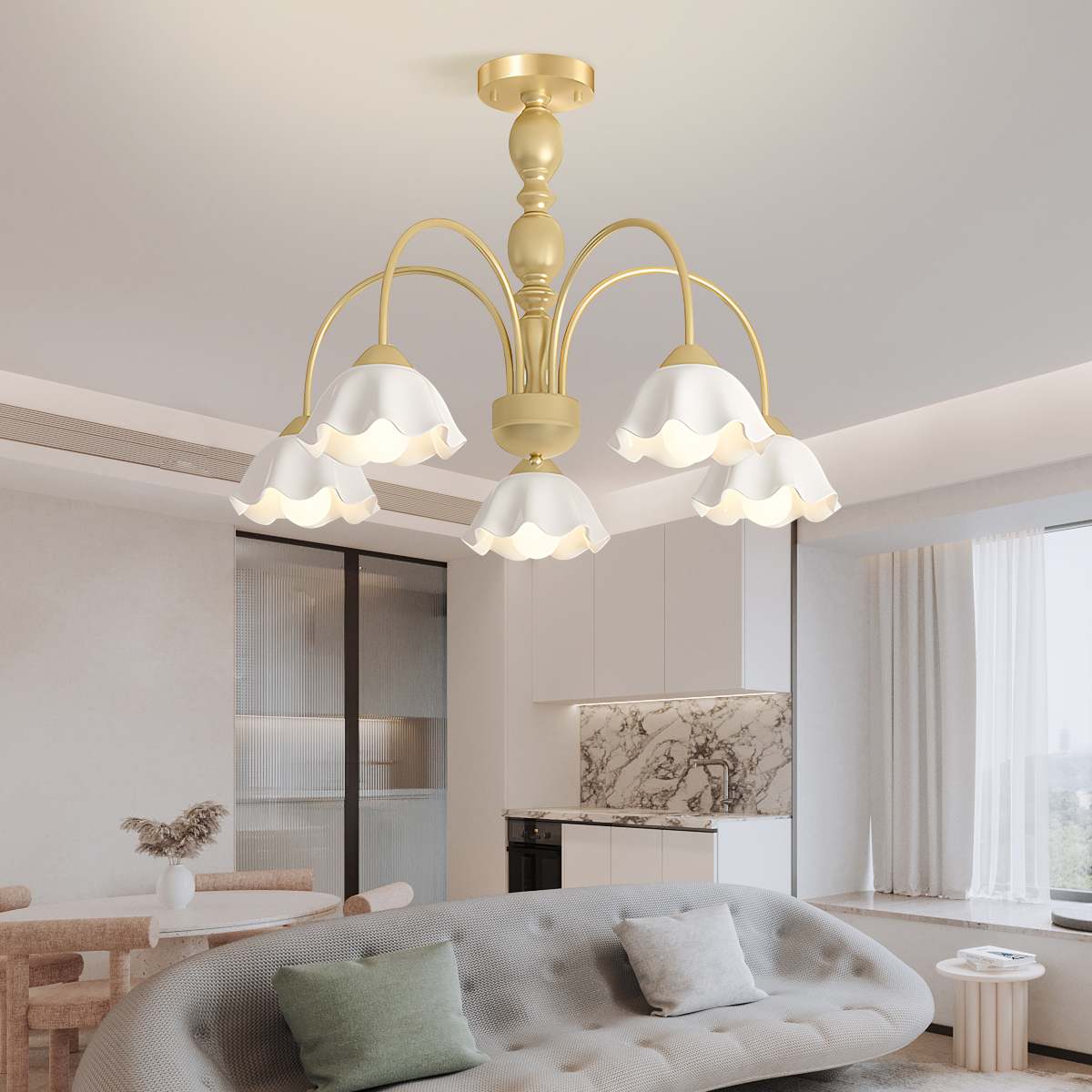 flairel French Pastoral Style Flower Chandelier