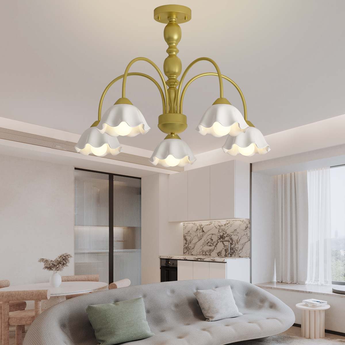 flairel French Pastoral Style Flower Chandelier