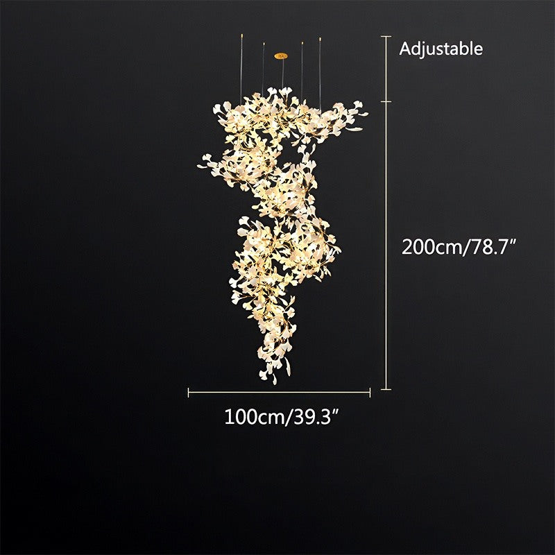 flairel Large Ginkgo Leaf Chandelier
