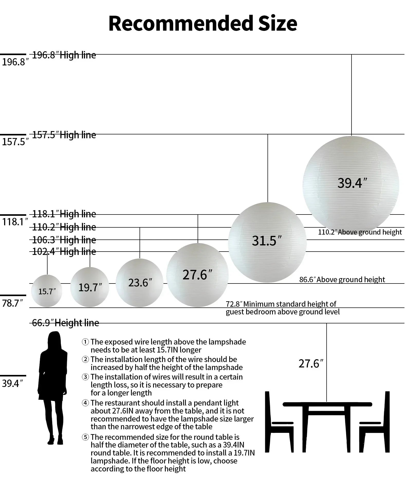 flairel Akari Spherical Pendant Light for Living Room