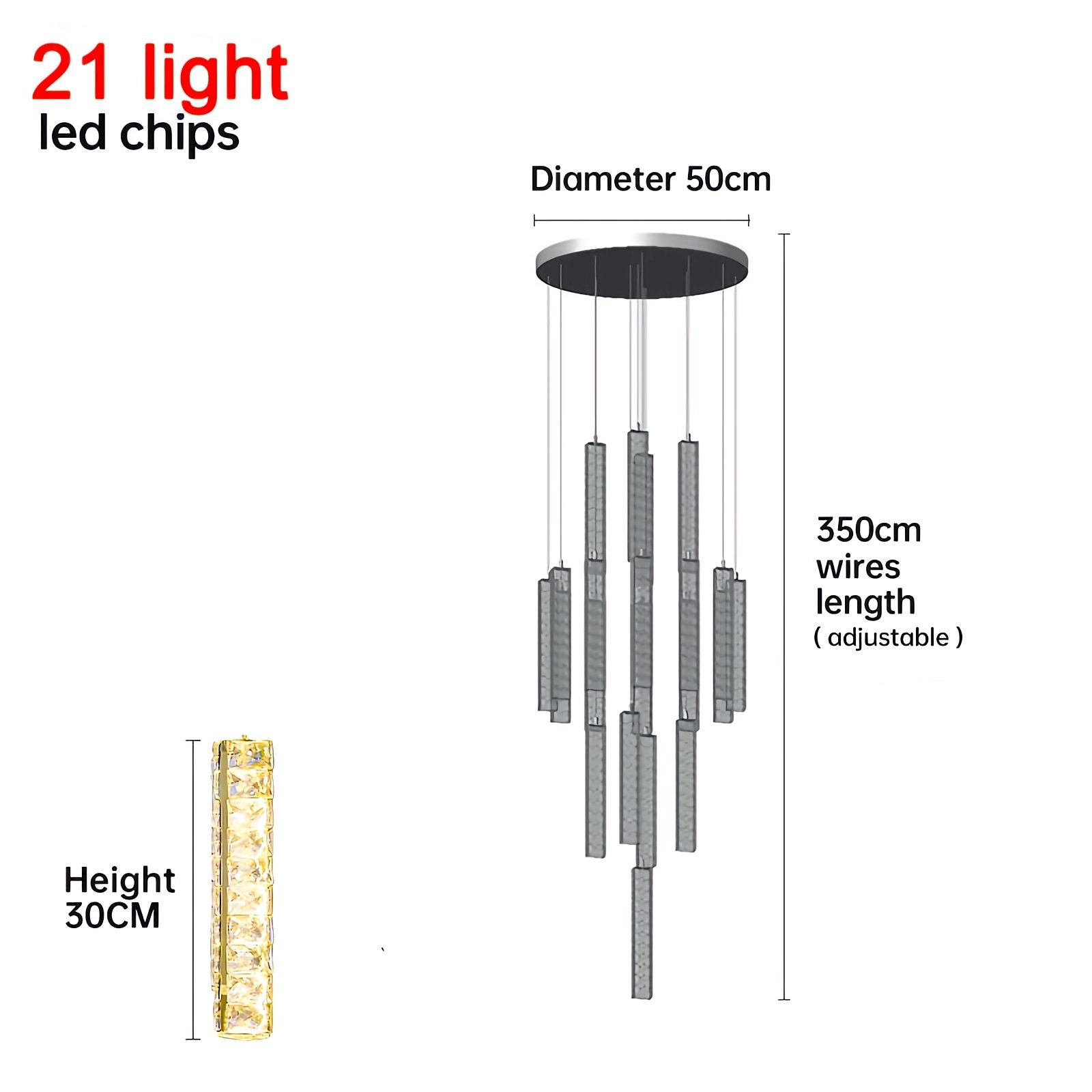 flairel Nordic Crystal LED Chandelier