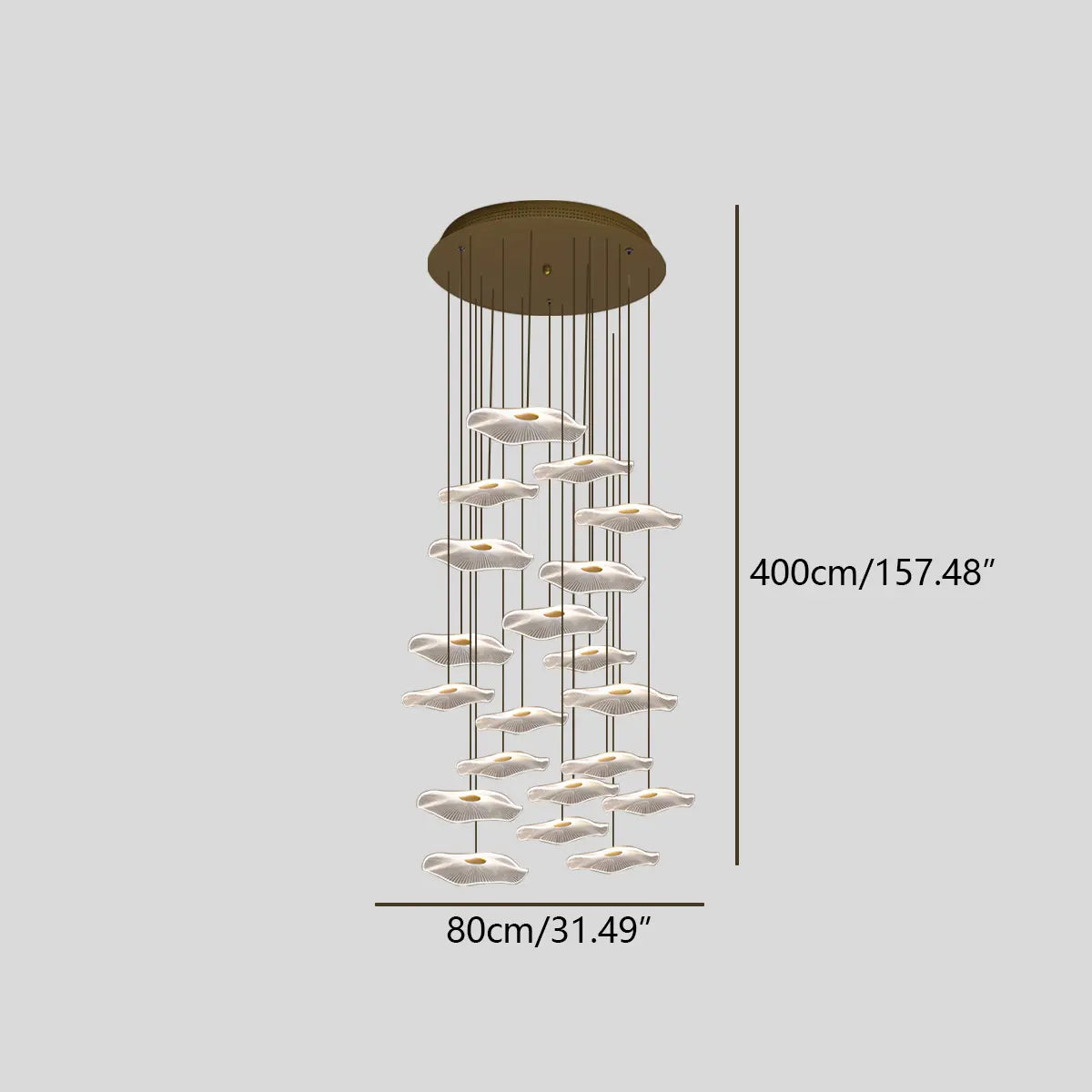 flairel Rotasu Lotus Leaf Staircase Chandelier