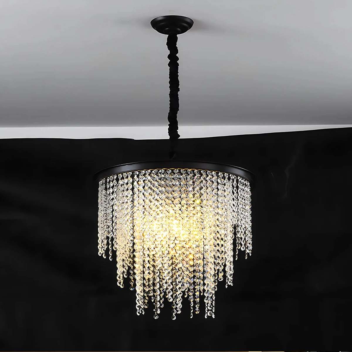 flairel Octagonal Beaded Crystal Chandelier