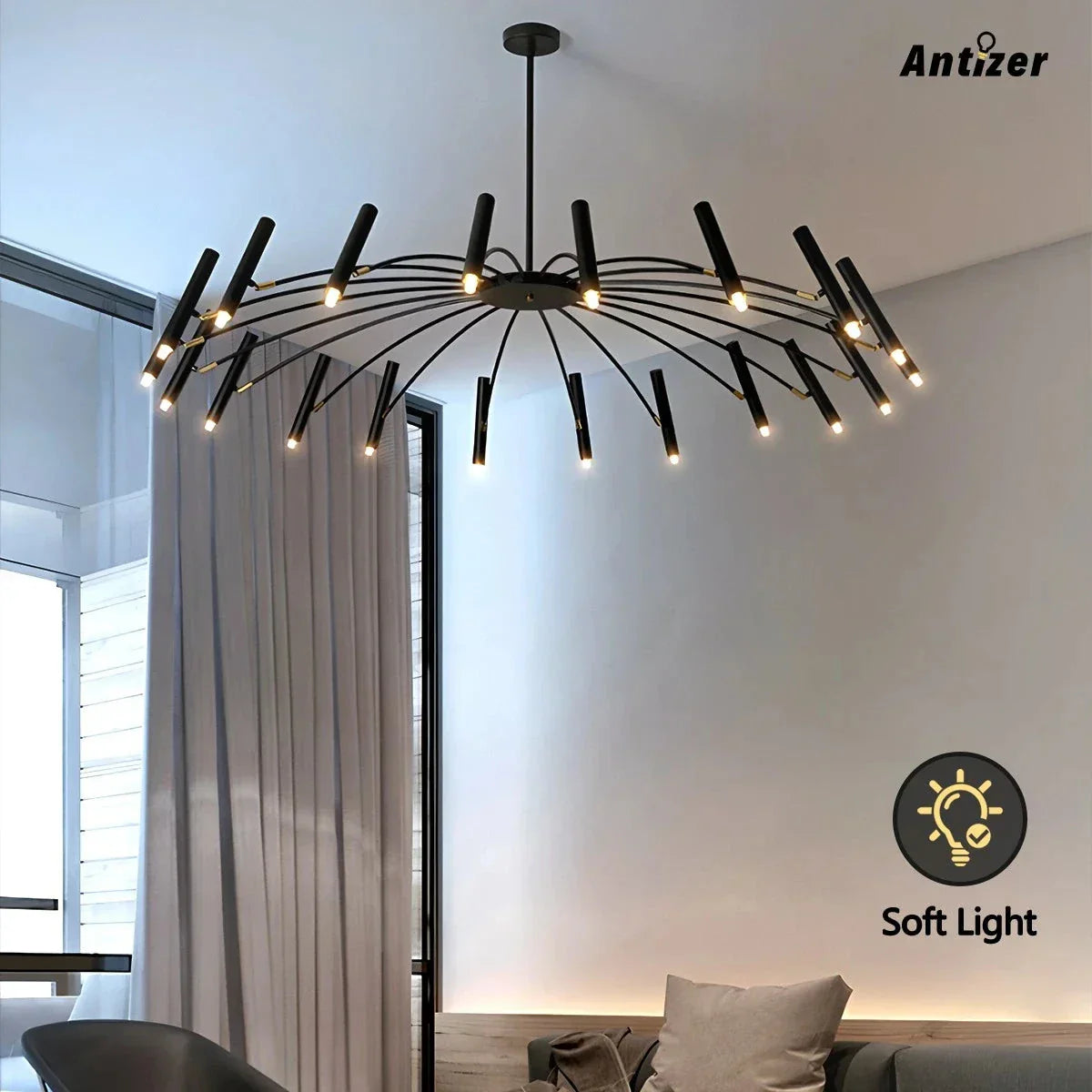 flairel Modern Adjustable Candelabra Chandelier for Living Room