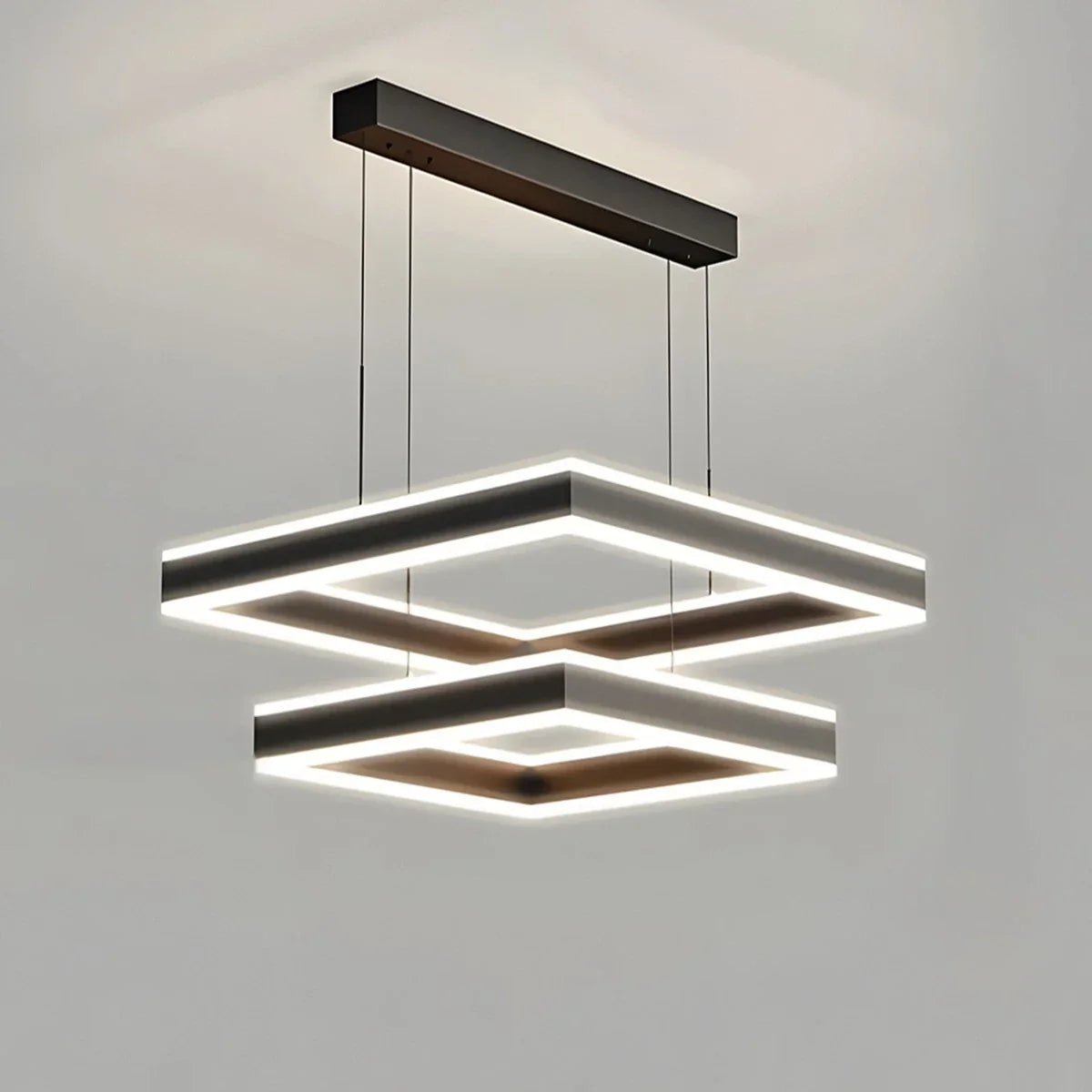 flairel Tiered Black Square Pendant Lamp for Living Room
