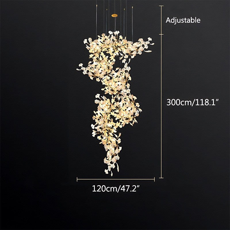 flairel Large Ginkgo Leaf Chandelier