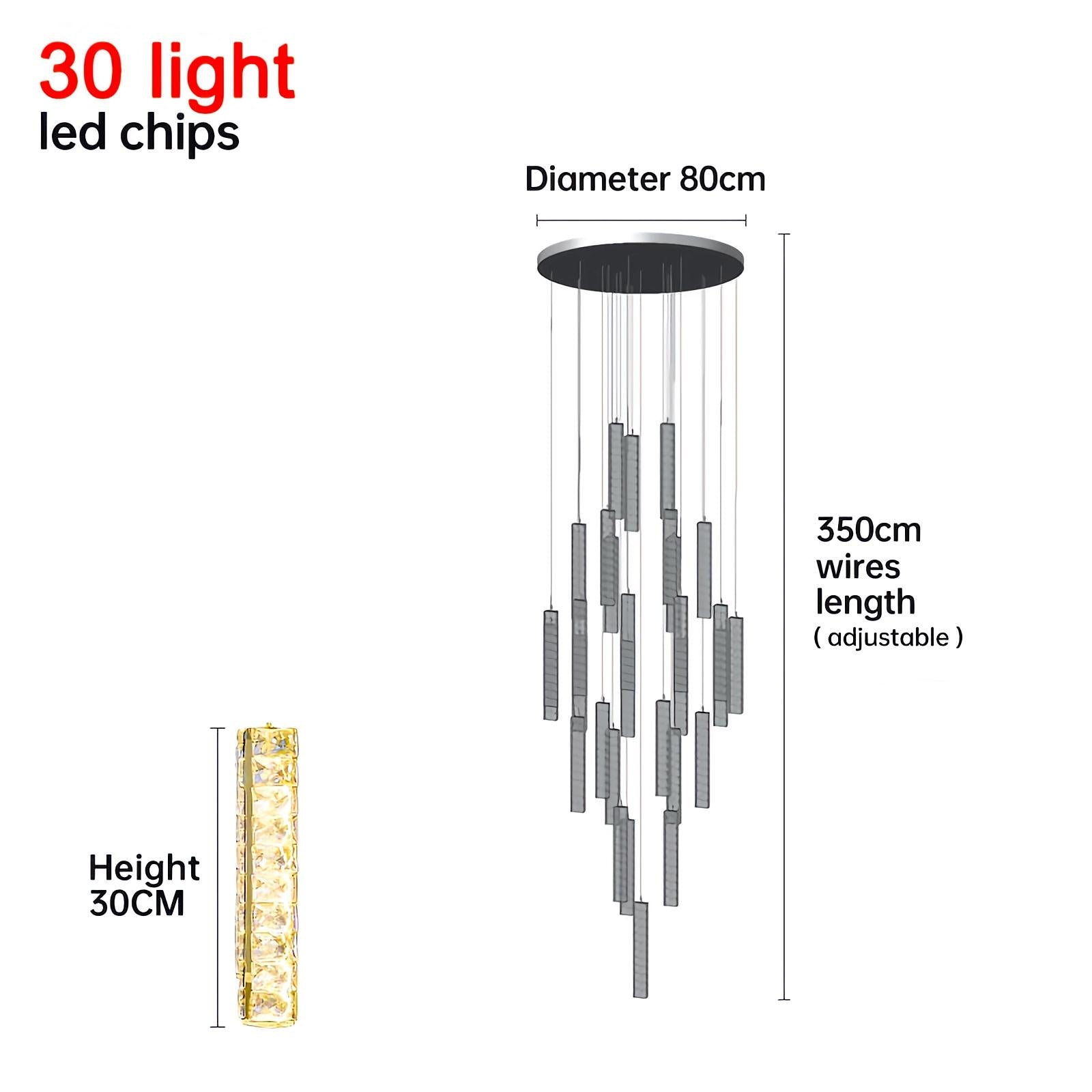 flairel Nordic Crystal LED Chandelier