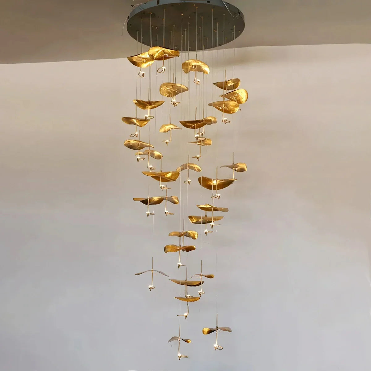 flairel Orlia Brass Lotus Leaf Chandelier