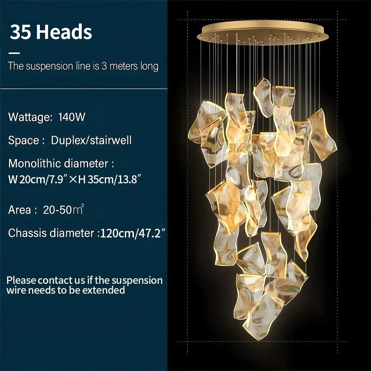 flairel Light Luxury Art Large Chandelier