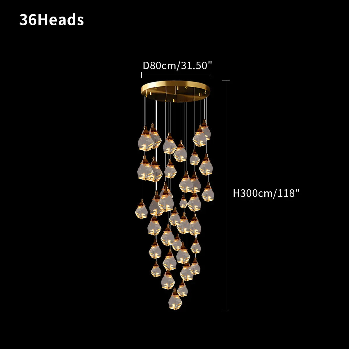 flairel Rock Crystal Rain Chandelier for Living Room