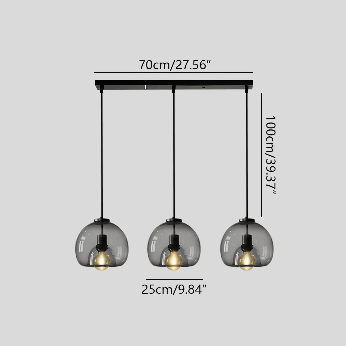 flairel Smoky Grey Glass Pendant Light