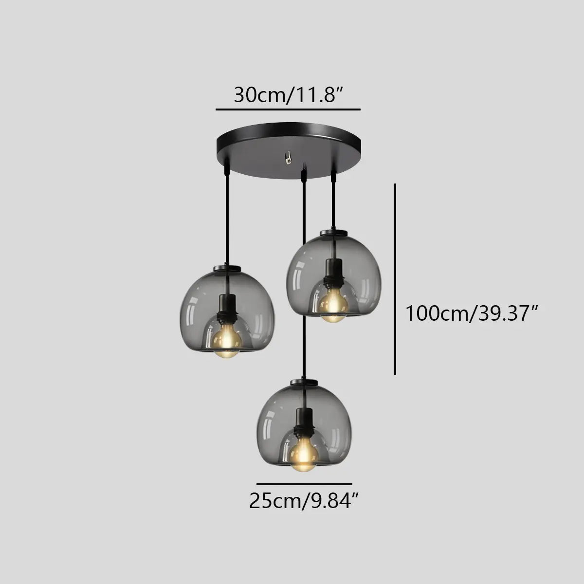 flairel Smoky Grey Glass Pendant Light