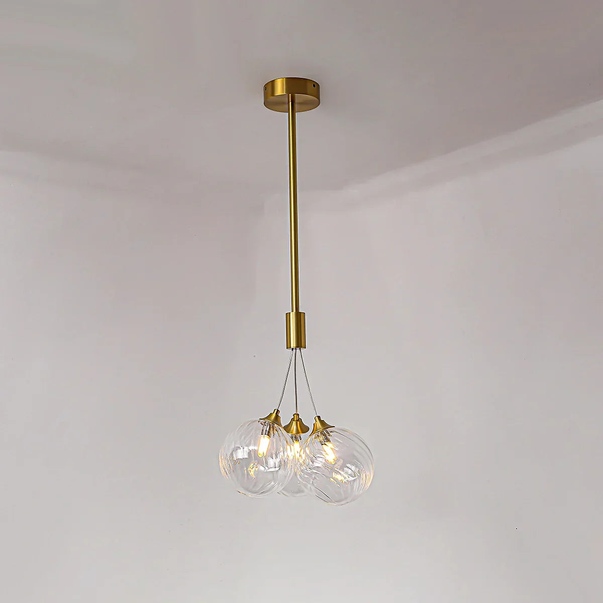 flairel Luxury All Copper Glass Bubble Ball Chandelier
