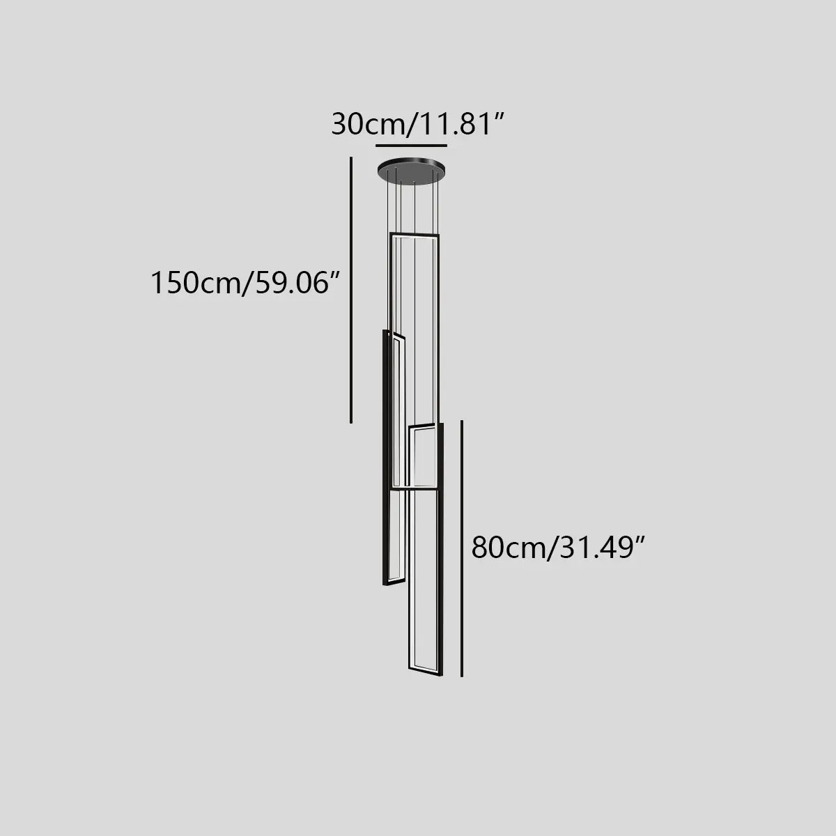 flairel Aldarj Rectangular LED Staircase Chandelier